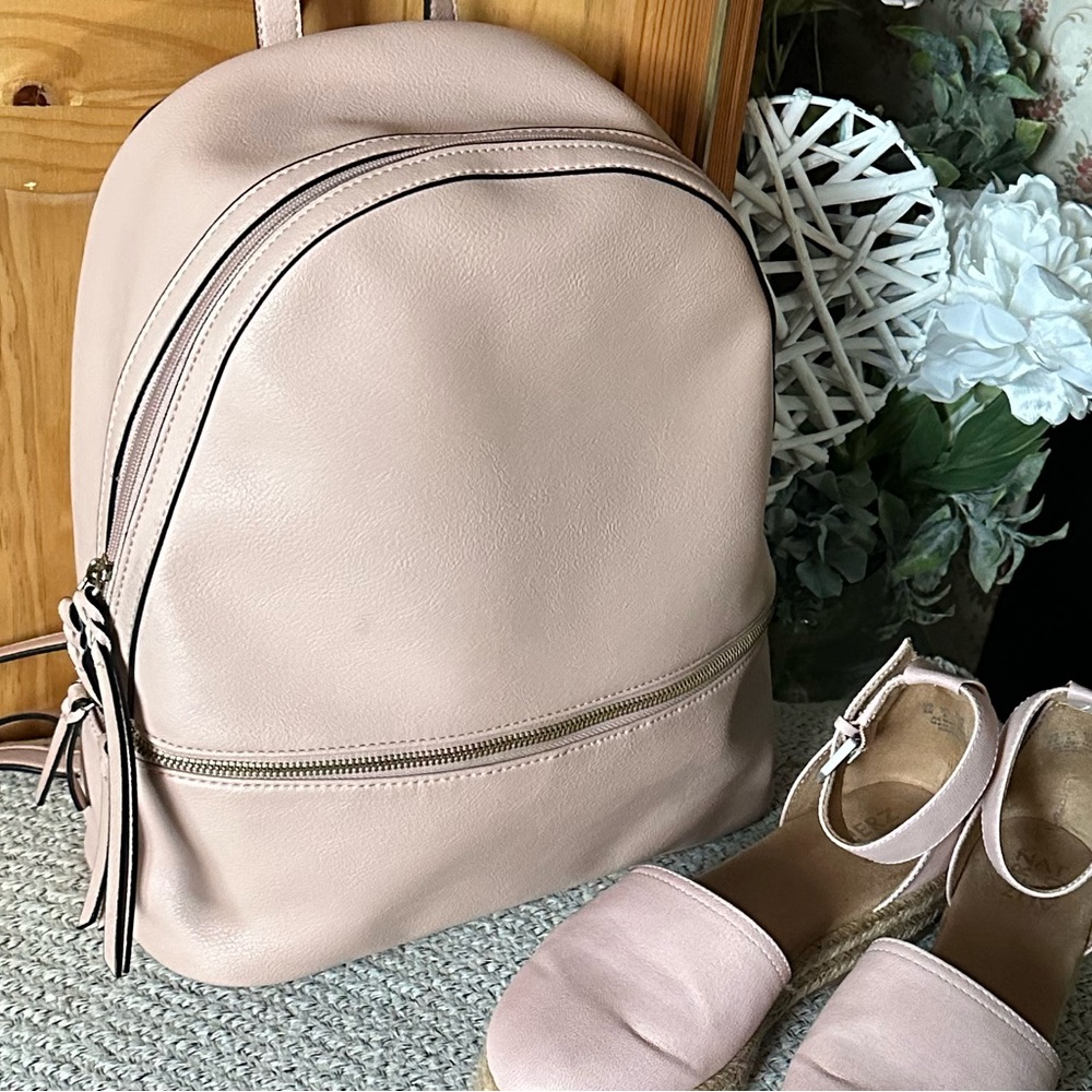 Naturalizer vegan dusty pink backpack with braided tassels, $50 - Picture 2 of 6